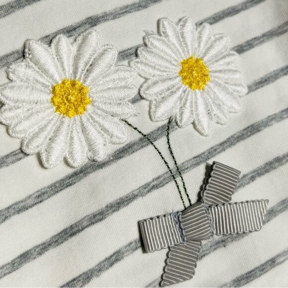 Mayoral Gray Striped Long Sleeve with Floral Embroidery - Picture 2 of 3